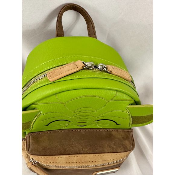 Yoda Star Wars Loungefly Disney Parks MINI BACKPACK Bag Purse Holder BATUU GUC - Picture 4 of 7